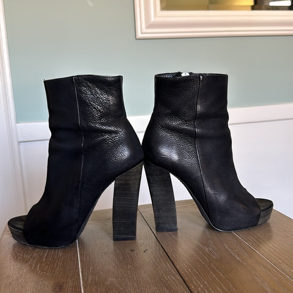Allsaints black pebbled leather peep toe high heel boot bootie 38 US 7.5-8 - Picture 5 of 12